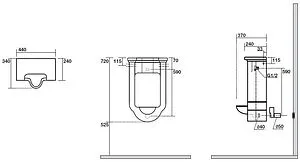 Писсуар со скрытым подводом воды Kerasan Waldorf черный 413004, 2