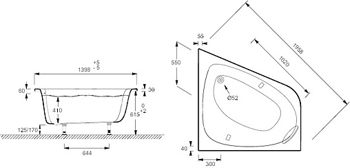 Ванна акриловая Jacob Delafon Odeon Up 140x140 E6070RU-00