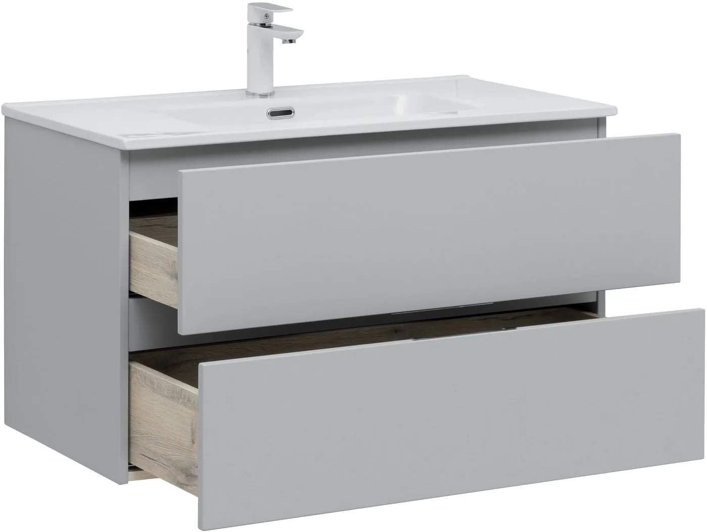 Тумба-умывальник подвесная Aquanet Алвита New 90 серый 00303922+00284029