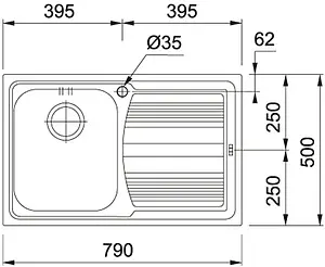Мойка кухонная Franke Logica Line LLX 611 L нержавеющая сталь 101.0085.772, 2