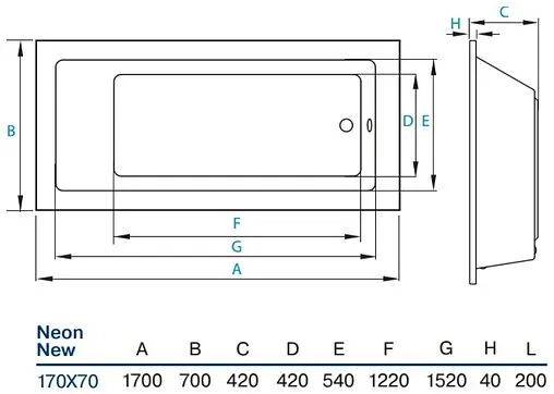 Ванна акриловая Koller Pool Neon new 170х70