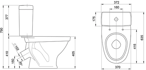 Унитаз-компакт Santeri Форвард крап на белом 1.P205.2.S01.00B.F