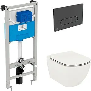 Комплект 5 в 1 Ideal Standard Tesi AquaBlade T3868V1/115A6 с кнопкой черный матовый, 1