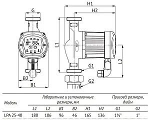 Насос циркуляционный Unipump LPA 25-40 180 24834, 4