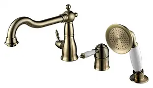 Смеситель на борт ванны на 3 отверстия Lemark Vintage бронза/белый LM4845B Смеситель на борт ванны на 3 отверстия Lemark Vintage бронза/белый LM4845B, 1