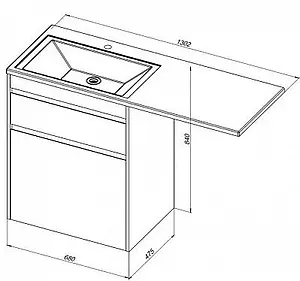 Тумба-умывальник напольная над стиральной машиной Aquanet Токио 130 R белый 00239291+00235502, 2