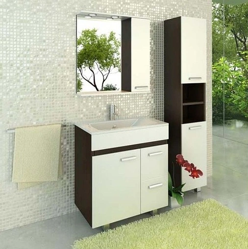 Тумба-умывальник напольная Comforty Манчестер 75 белый/венге