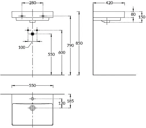 Раковина Kerama Marazzi Pro 55 белый PROR.wb.55
