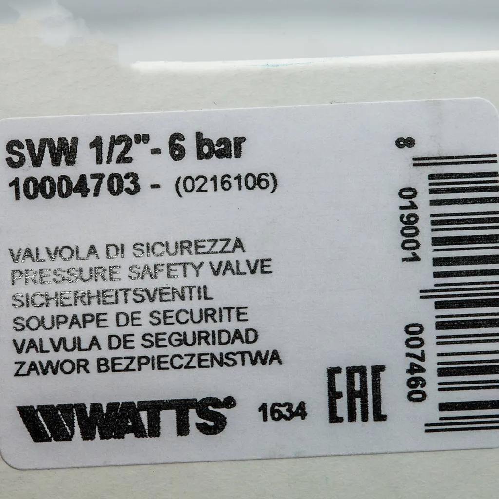 Клапан предохранительный ½&quot; 6 бар WATTS SVW 6 10004703