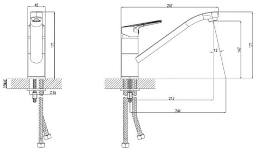 Смеситель для кухни SMARTsant Рокет хром SM323501AA