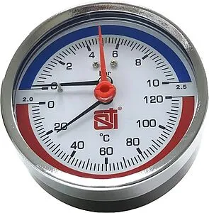 Термоманометр аксиальный STI 80мм 10 бар 120°С ½&quot; ТМА80-12-10УП, 1