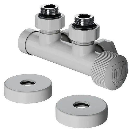 Узел нижнего подключения радиатора терморегулирующий угловой правый 15x1.0 x ¾&quot;ек (½&quot;н) Royal Thermo Design Pro белый RANPU11215WH