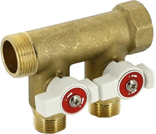 Коллектор запорный проходной 2 отвода ¾&quot;в/н x ½&quot;н Uni-fitt 420G3220