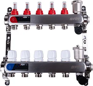 Группа коллекторная с расходомерами 5 отводов 1&quot;в/в x ¾&quot;ек FDV S1103C-2/5, 1