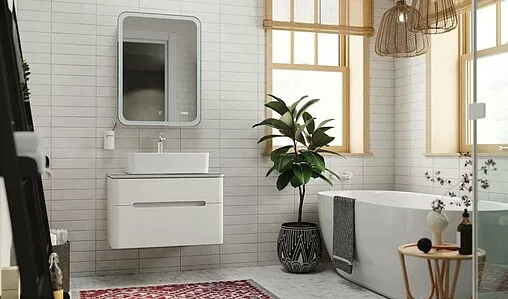 Шкаф-зеркало Jorno Bosko 60 с подсветкой и часами белый Bos.03.60/W