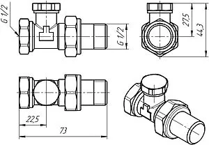 Вентиль запорный прямой ½" в/н Valtec VT.020.N.04 Вентиль запорный прямой ½" в/н Valtec VT.020.N.04, 2