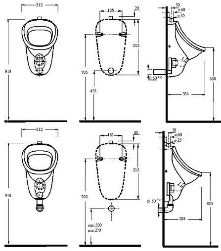 Писсуар с внешним подводом воды beWash Eri белый 37108201