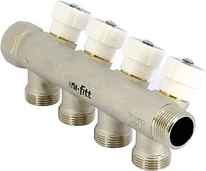 Коллектор регулирующий проходной 4 отвода ¾"в/н x ¾"ек Uni-fitt 402N3340 Коллектор регулирующий проходной 4 отвода ¾"в/н x ¾"ек Uni-fitt 402N3340, 4