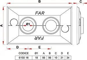 Двойная розетка 35мм d=18мм Far белый FV 6150 18 Двойная розетка 35мм d=18мм Far белый FV 6150 18, 2
