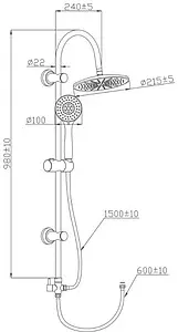 Душевая система без смесителя Gross Aqua Basic хром GA9005 Душевая система без смесителя Gross Aqua Basic хром GA9005, 2