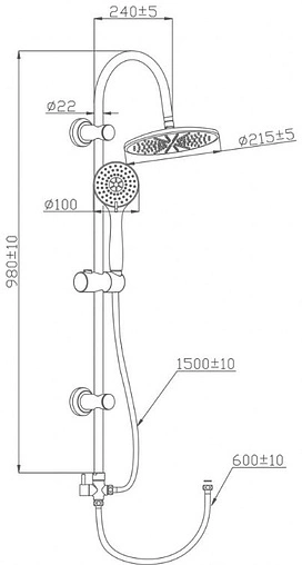 Душевая система без смесителя Gross Aqua Basic хром GA9005