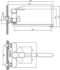 Смеситель для ванны с длинным изливом Osgard Amungen хром 82223 Смеситель для ванны с длинным изливом Osgard Amungen хром 82223, 2