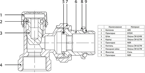 Вентиль запорный угловой ½" в/н Uni-Fitt 176N2000