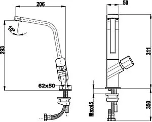 Смеситель для кухни Teka Opera ICO 915 титан 116030031, 2