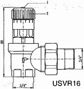 Перепускной клапан ¾" WATTS USVR 16 10005171 Перепускной клапан ¾" WATTS USVR 16 10005171, 2