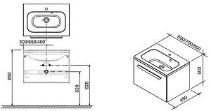 Тумба-умывальник подвесной Ravak Chrome 60 белый/капучино X000000961+XJG01180000, 2