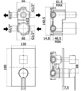 Смеситель для ванны скрытого монтажа Paffoni West хром WS018CR Смеситель для ванны скрытого монтажа Paffoni West хром WS018CR, 2