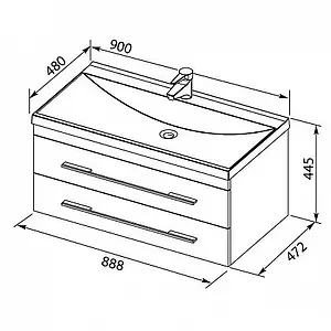 Тумба под умывальник подвесная Aquanet Нота 90 белый 00171492, 2