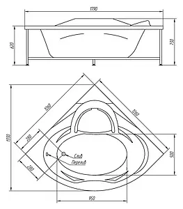 Ванна акриловая BellRado Клео 125x125 BR7011016-00, 4
