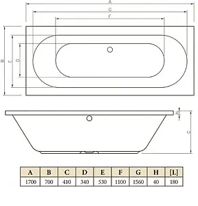 Ванна акриловая C-bath Cora 170x70 CBQ001001 Ванна акриловая C-bath Cora 170x70 CBQ001001, 2