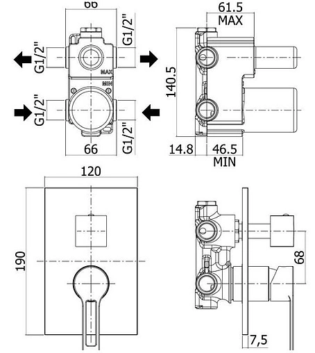 Смеситель для ванны скрытого монтажа Paffoni West хром WS018CR