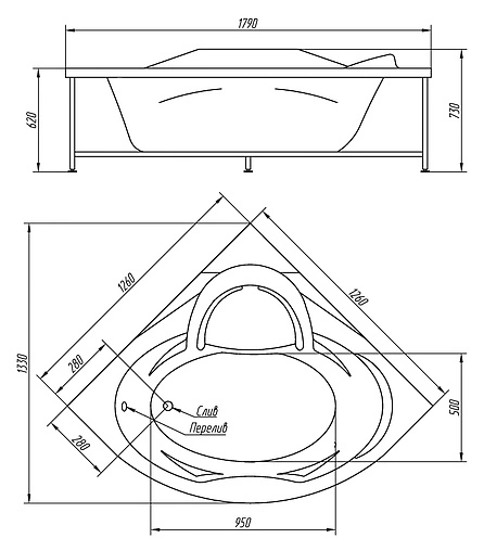 Ванна акриловая BellRado Клео 125x125 BR7011016-00