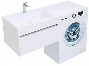 Тумба-умывальник подвесная над стиральной машиной Aquanet Токио 130 L белый 00237745+00235499 Тумба-умывальник подвесная над стиральной машиной Aquanet Токио 130 L белый 00237745+00235499, 5