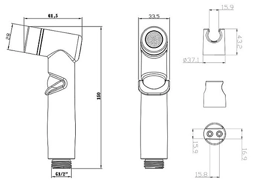 Гигиенический душ с держателем Lemark хром LM8088C
