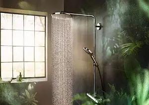 Душевая система с термостатом для душа Hansgrohe Raindance Select S 240 1jet PowderRain шлифованный чёрный хром 27633340, 3