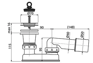 Сифон для душевого поддона AlcaPlast хром A461-50 Сифон для душевого поддона AlcaPlast хром A461-50, 2