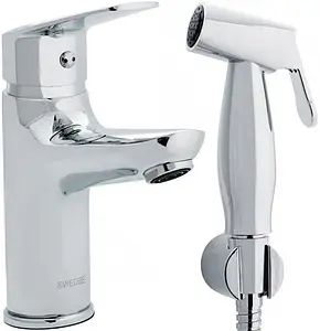 Смеситель для раковины с гигиеническим душем Swedbe Ares хром 1960 Смеситель для раковины с гигиеническим душем Swedbe Ares хром 1960, 1