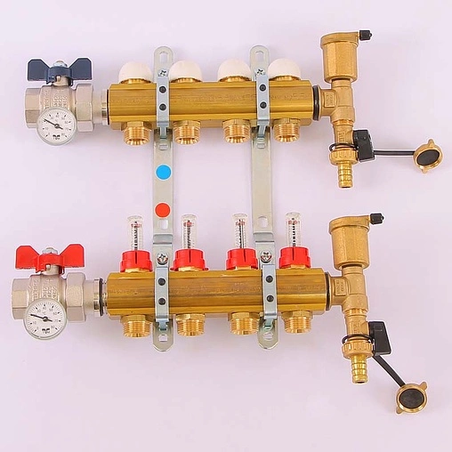 Группа коллекторная с расходомерами 4 отвода 1"в/в x ¾"ек Tiemme 3870005
