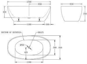 Ванна акриловая отдельностоящая BelBagno 170x81 без перелива BB81-1700-W0 Ванна акриловая отдельностоящая BelBagno 170x81 без перелива BB81-1700-W0, 2