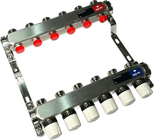 Группа коллекторная без расходомеров 6 отводов 1&quot;в/в x ¾&quot;ек Uni-fitt TECHNO 451W4306