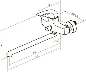 Смеситель для ванны с длинным изливом Am.Pm Sense хром F7590032 Смеситель для ванны с длинным изливом Am.Pm Sense хром F7590032, 2