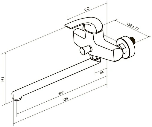 Смеситель для ванны с длинным изливом Am.Pm Sense хром F7590032