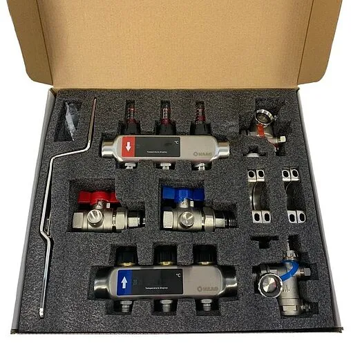 Группа коллекторная с расходомерами 3 отвода 1&quot;в/в x ¾&quot;ек WAAG WG.589.0603.F