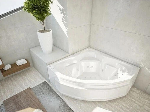 Ванна акриловая с гидромассажем Aquatek Сириус 164х164 с фронтальной панелью, с каркасом (вклеенный), с гидромассажем (пневмоуправление) SIR164-0000006