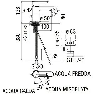 Смеситель для раковины Nobili ABC хром AB87118/1CR Смеситель для раковины Nobili ABC хром AB87118/1CR, 2