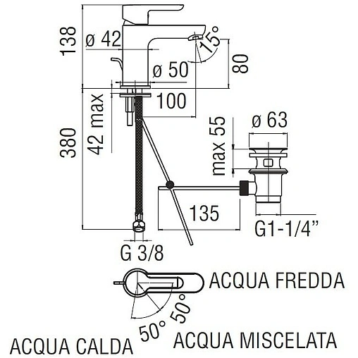 Смеситель для раковины Nobili ABC хром AB87118/1CR Смеситель для раковины Nobili ABC хром AB87118/1CR